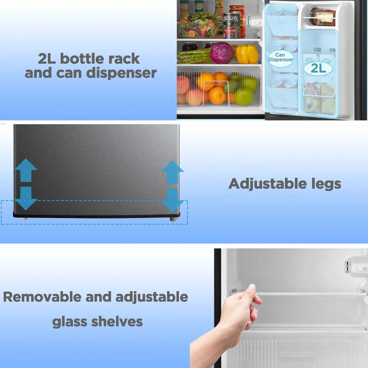 2026 NewArctic King 3.2 Cu ft Two Door Mini Fridge with Freezer, Stainless Steel, E-Star