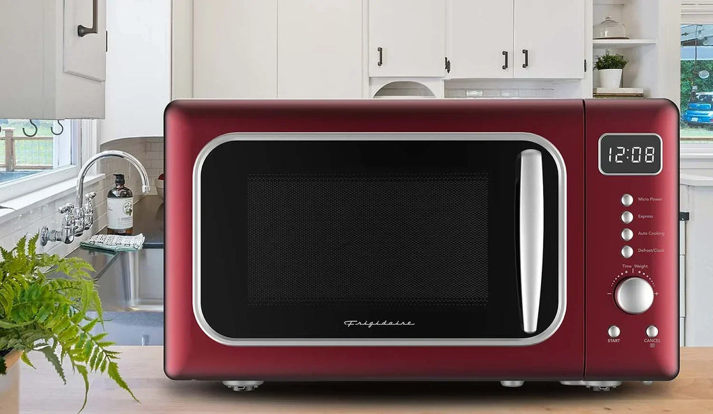 2026 NewFrigidaire 0.7 Cu. Ft. Retro Countertop Microwave Oven, Black and Gold