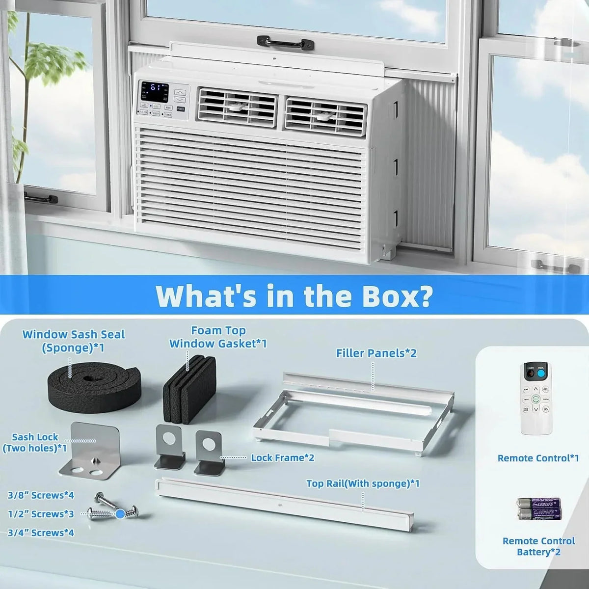 2026 NewAntarctic Star 12,000 BTU U-shaped window air conditioner, cools rooms up to 550 square feet with 6 modes, 24-hour timer, ultra-quiet window air conditioner