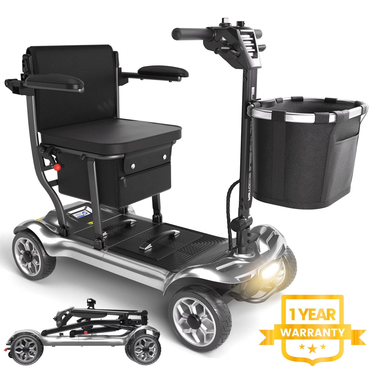 2026 NewEAGLOG Light Weight 4 Wheels Mobility Scooter for Seniors, Electric Folding Wheelchair Device for Travel, Black