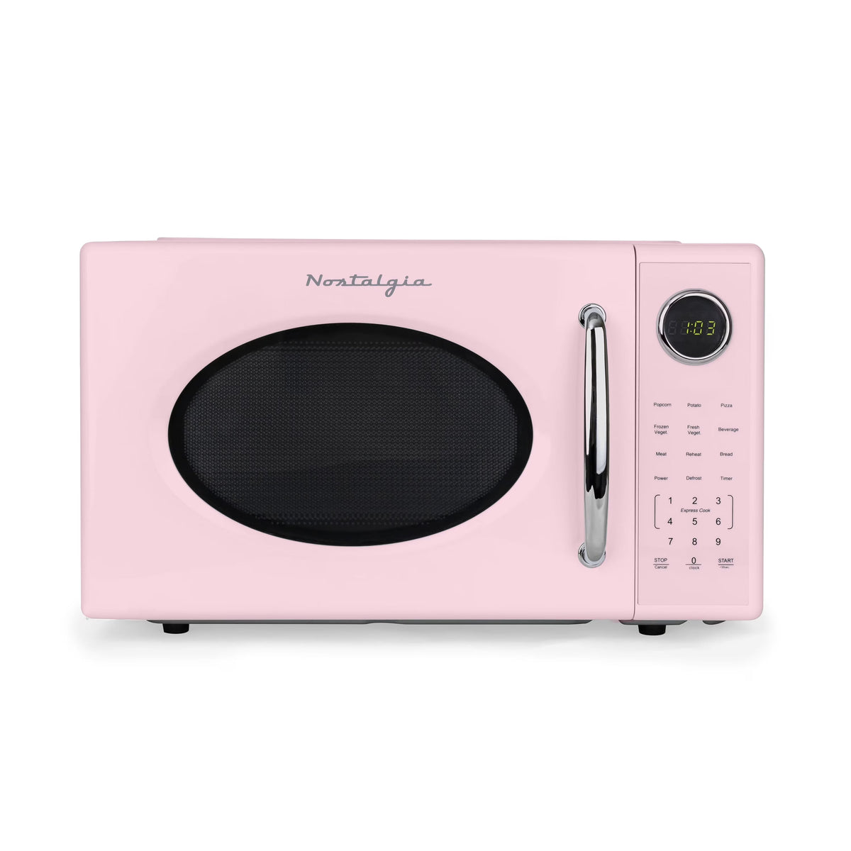 2026 NewNostalgia Retro Microwave Oven - 1.1 Cu Ft & 1000-Watt Countertop Size with Glass Turntable, Child Safety Lock, 8 Auto-Cook Programs & Digital Clock - Black