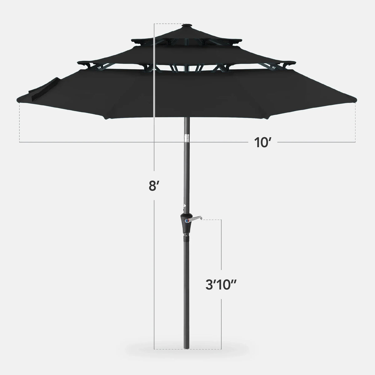 2026 NewBest Choice Products 10ft 3-Tier Patio Umbrella, Market Sun Shade w/ Tilt Adjustment, Easy Crank - Red