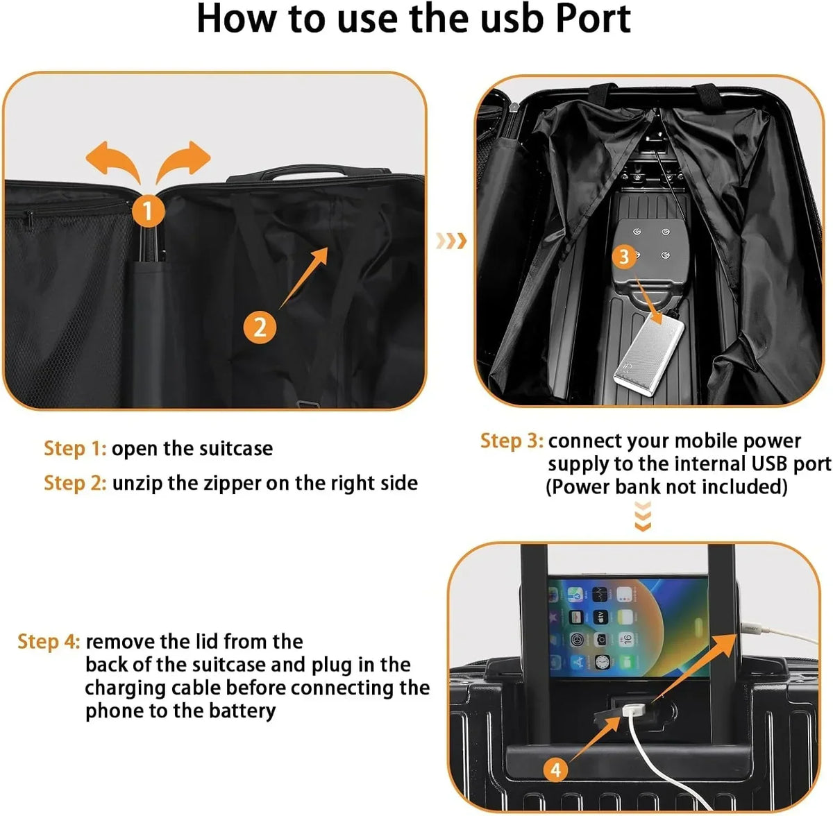 2026 New20 Inch Carry On Luggage With Cup Holder & USB Port, Airline Approved TSA-locked Luggage, Lightweight PC Material Travel Suitcase With 360" Spinner Wheel