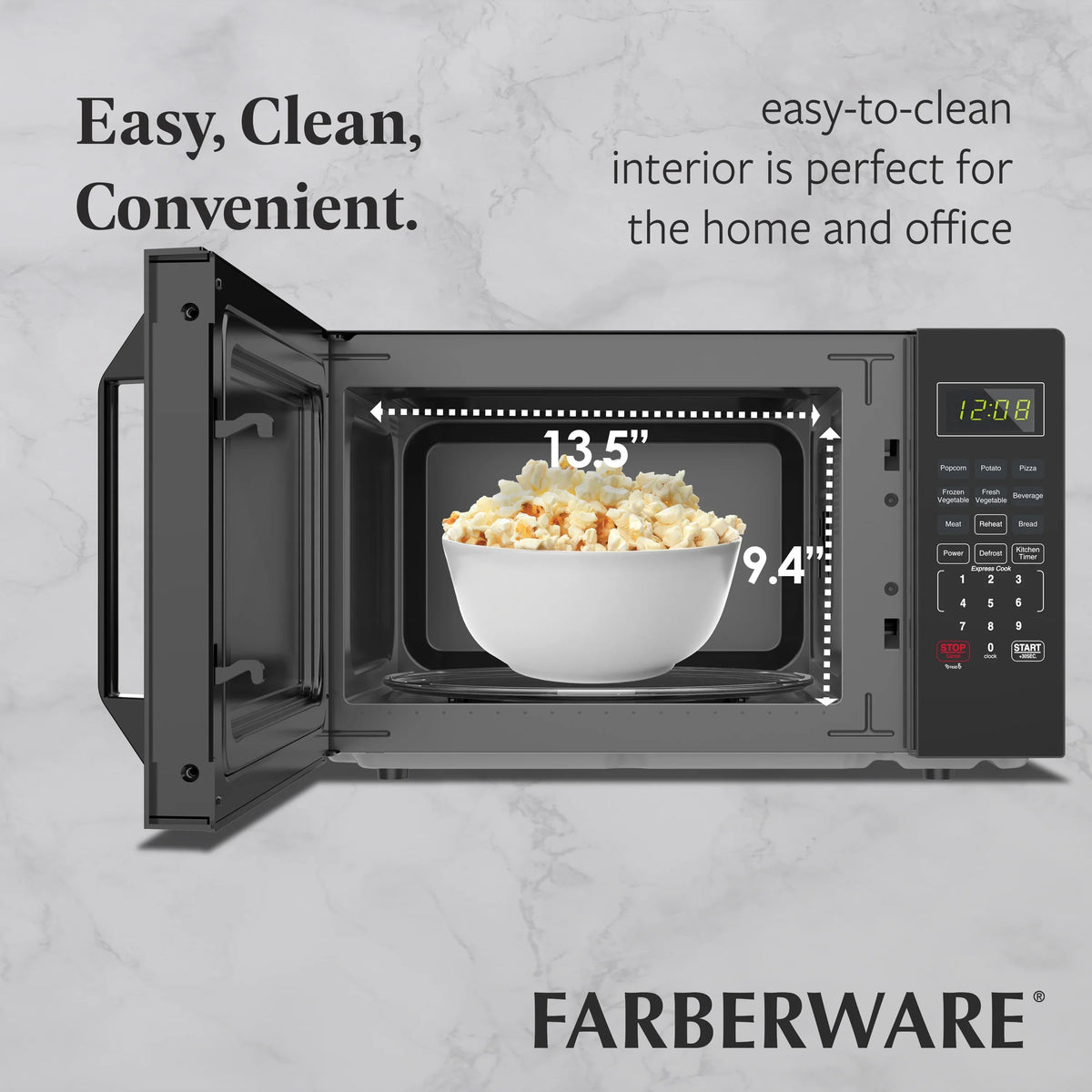2026 NewFarberware 1.1 Cu. Ft. 1000-Watt Compact Microwave Oven, Black