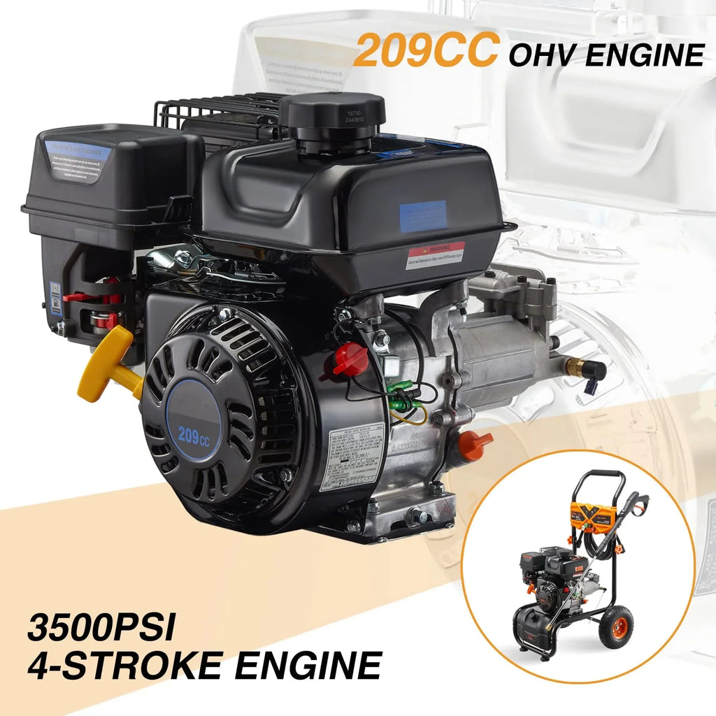2026 NewEfurden 3500PSI Gas Pressure Washer, 2.3GPM Gas Powered High Pressure Clean Machine with 209CC Engine, 4 Adjustable Nozzles for Cleaning Walls, Terraces, Vehicles, Gardens (Blue)