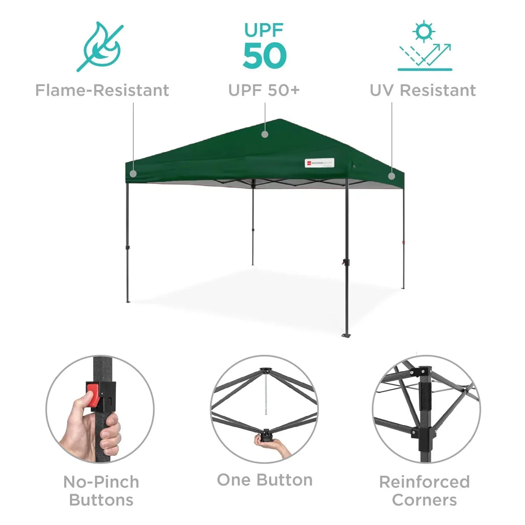 2026 NewBest Choice Products 12x12ft Easy Setup Pop Up Canopy w/ 1-Button Setup, Wheeled Case, 4 Weight Bags - Navy Blue