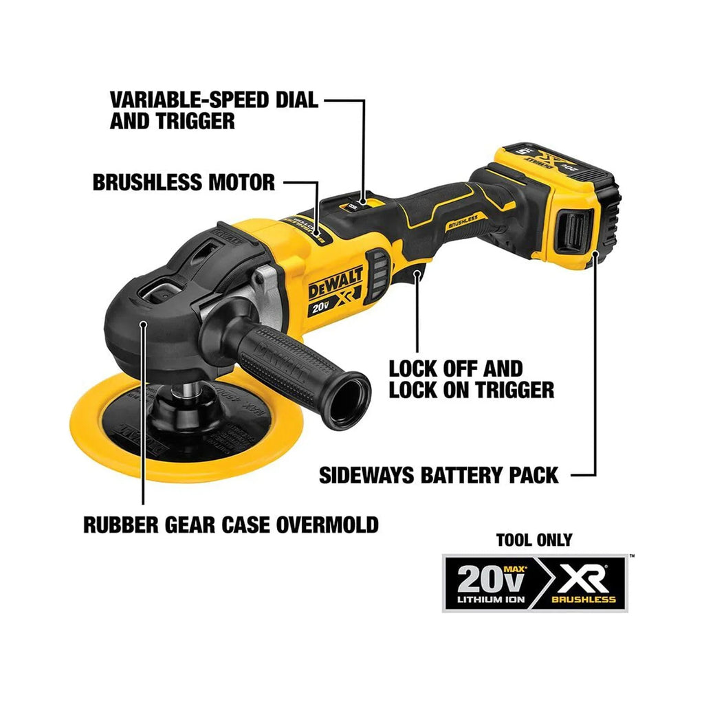 2026 NewDEWALT 20V MAX* XR Cordless Polisher, Rotary, Variable Speed, 7-Inch, 180 mm, Tool Only (DCM849B) C30
