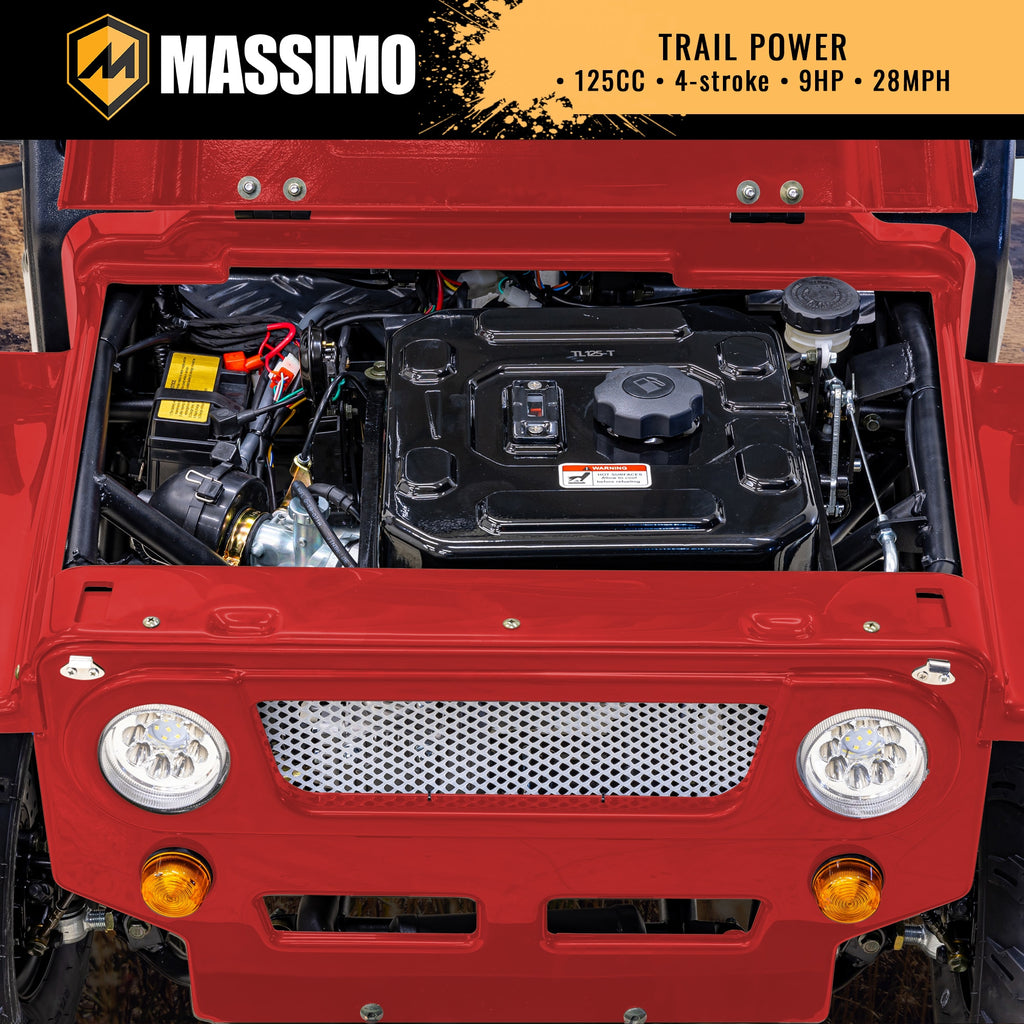 Massimo Gas Motorized Go-kart with 125cc Engine, 9hp, 28-MPH Top Speed, Automatic Transmission, Electric Starter, 2-seater
