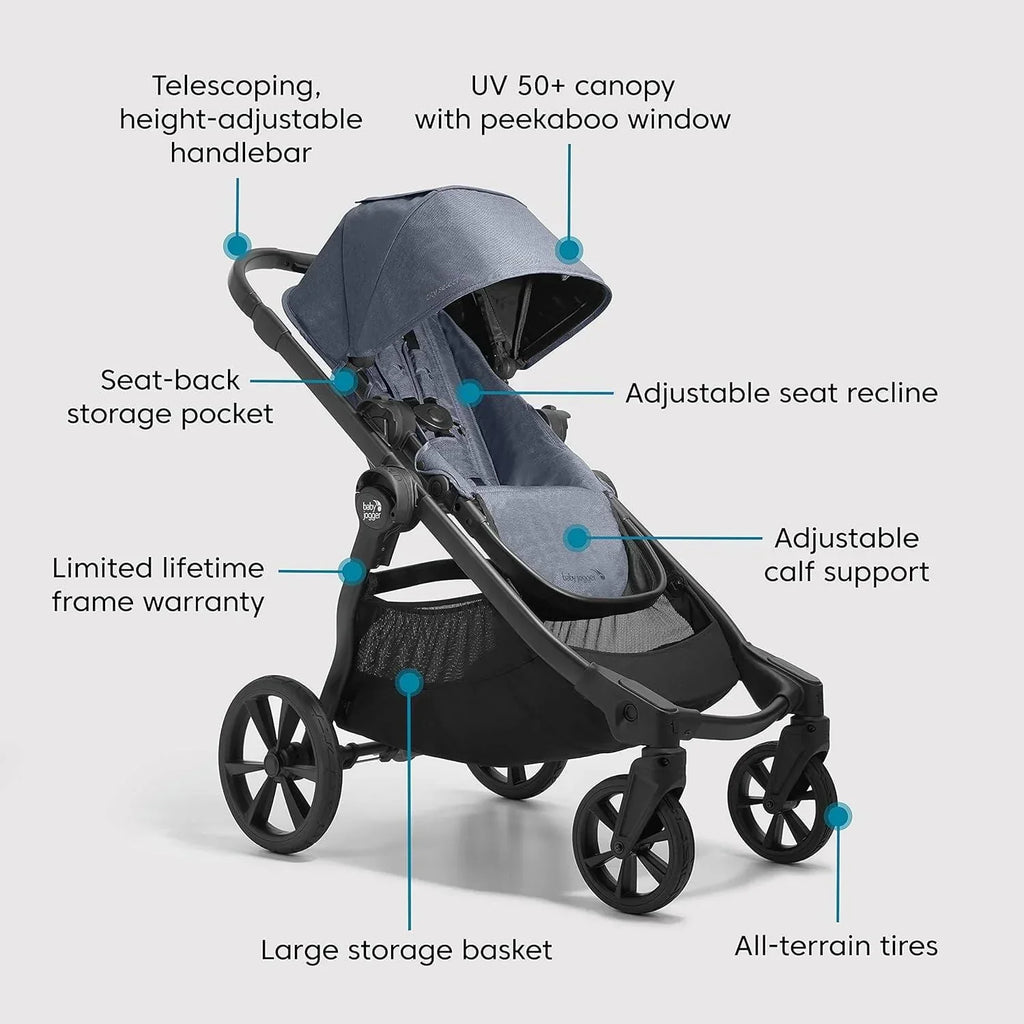 2026 NewBaby Jogger City Select 2 Single-to-Double Modular Stroller. Peacoat Blue