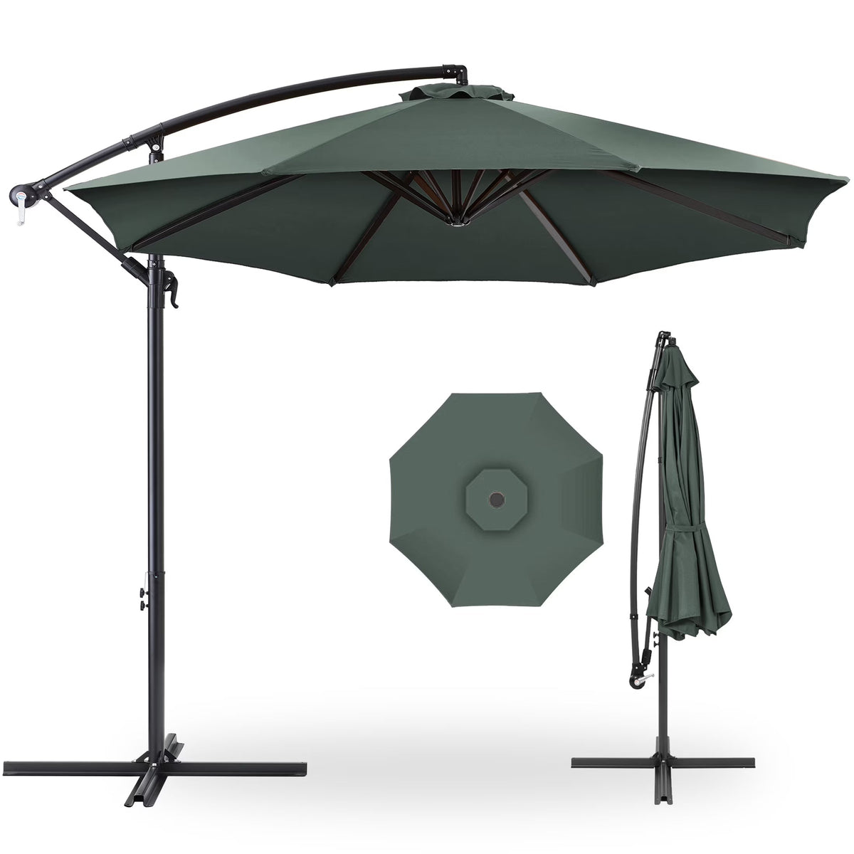2026 NewBest Choice Products 10ft Offset Hanging Outdoor Market Patio Umbrella w/ Easy Tilt Adjustment - Tan