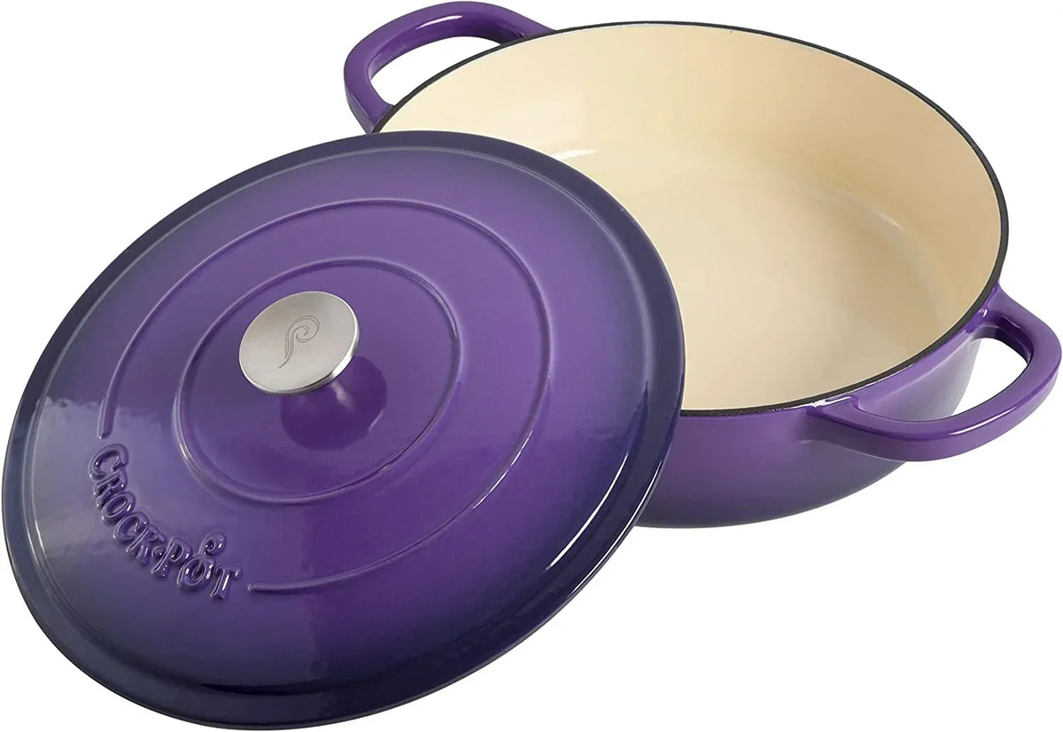 2026 NewCrock-Pot Artisan 2 Piece 5 Quart Enameled Cast Iron Braiser with Lid in Lavender