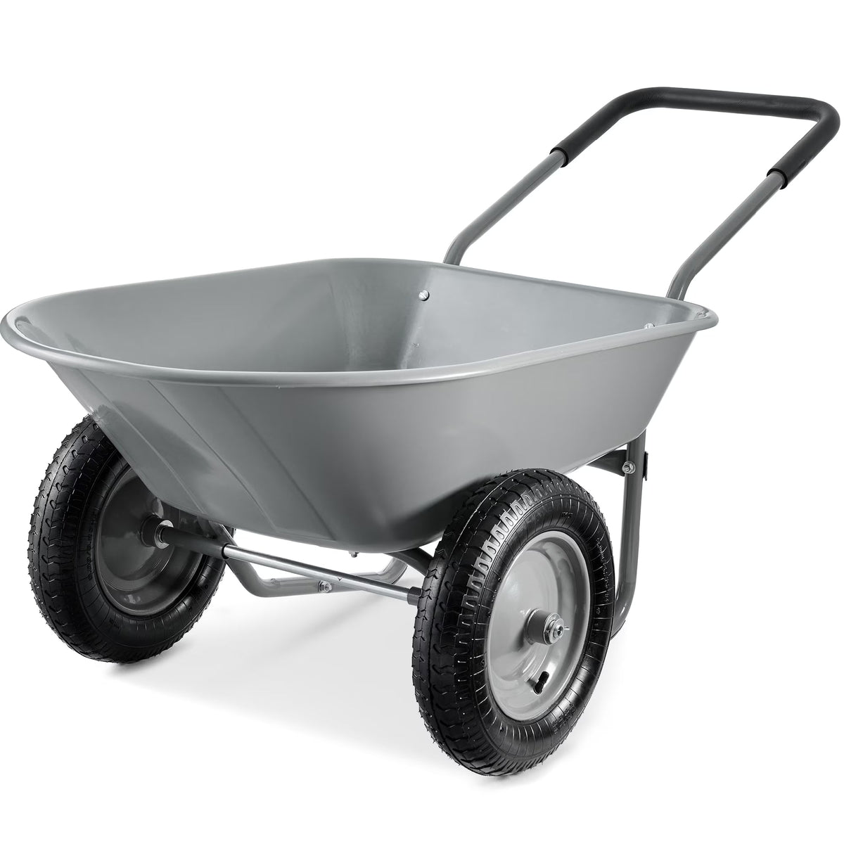 2026 NewBest Choice Products Dual-Wheel Home Wheelbarrow Yard Garden Cart for Lawn, Construction - Green