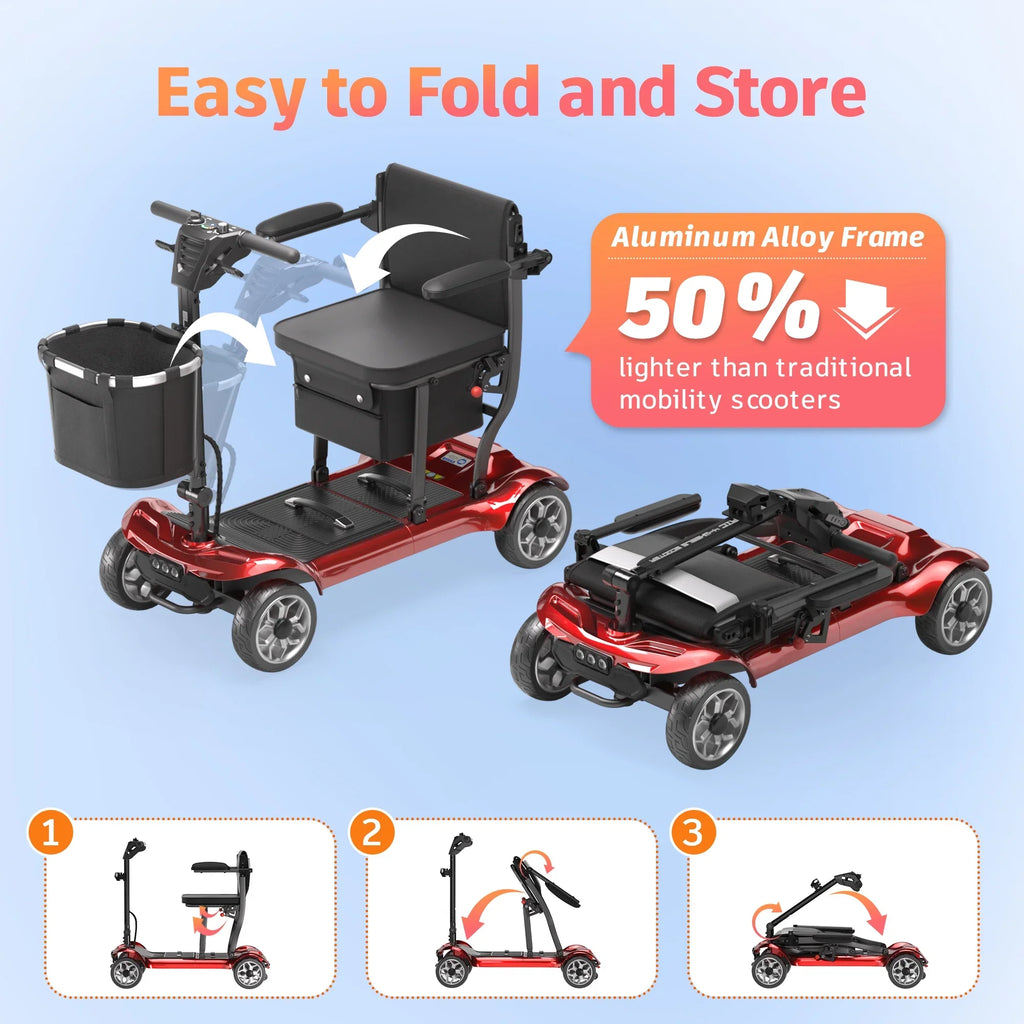 2026 NewEAGLOG Light Weight 4 Wheels Mobility Scooter for Seniors, Electric Folding Wheelchair Device for Travel, Black