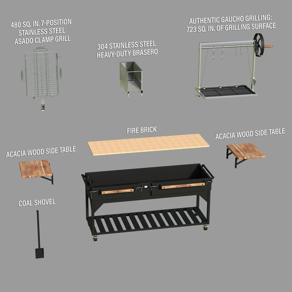 2026 NewBackyard Discovery Argentine Santa Maria XL Wood Fire & Charcoal Steel Grill, Asado Clamp