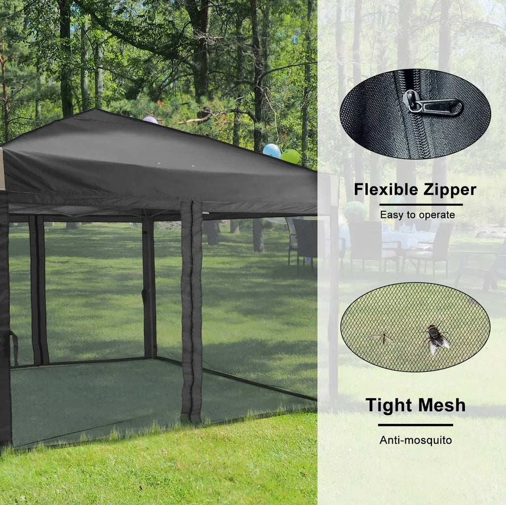 2026 NewAoodor 12'x12' Pop Up Canopy with Removable Mesh Sidewalls, Outdoor Portable Instant Shelter Tent-Black