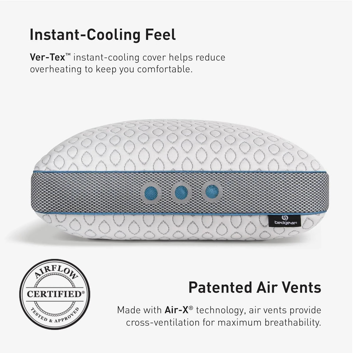 2026 NewBedgear Frost Performance Pillow - Size 3.0 - Cooling Bed Pillow for Hot Sleepers - Medium Firmness Pillow for All Sleep Positions, Hypoallergenic