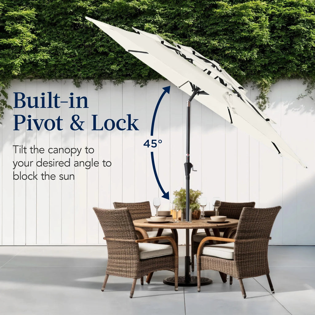 2026 NewBest Choice Products 10ft 3-Tier Patio Umbrella, Market Sun Shade w/ Tilt Adjustment, Easy Crank - Red