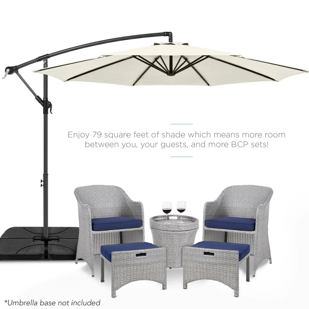 2026 NewBest Choice Products 10ft Offset Hanging Outdoor Market Patio Umbrella w/ Easy Tilt Adjustment - Tan