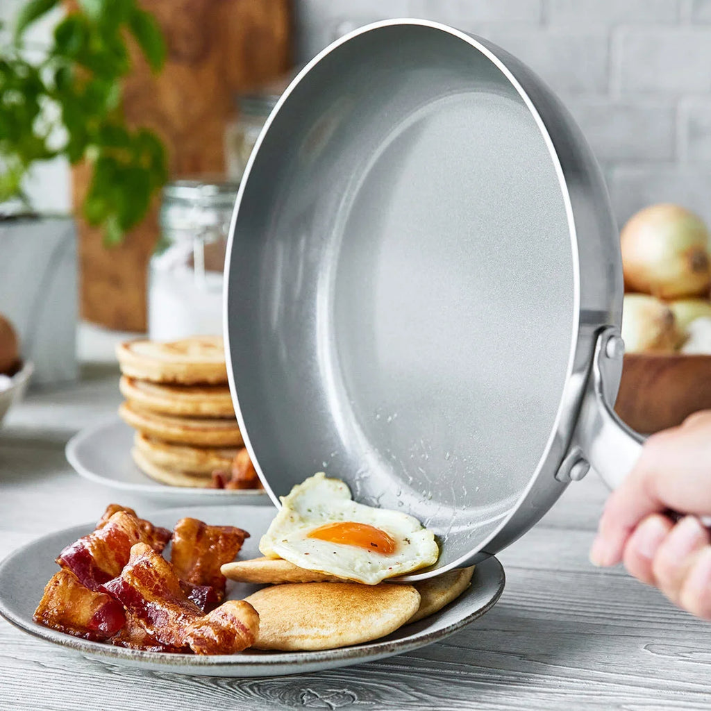 2026 New GreenPan Chatham Tri-Ply Stainless Steel Healthy Ceramic Nonstick Induction Suitable, 2 Piece Frypan Set, 8" and 10", Silver
