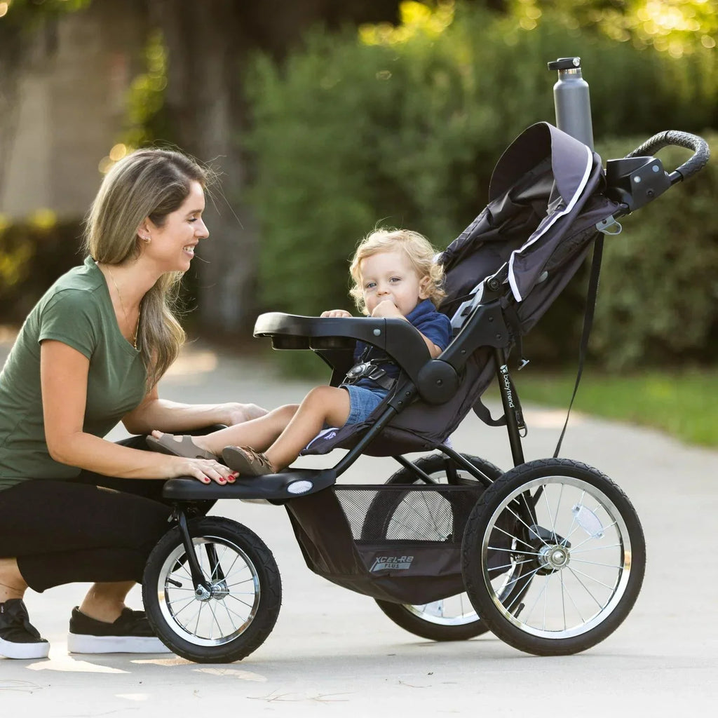 2026 NewBaby Trend Xcel-R8 Plus Jogging Stroller with LED Lights. Liberty Grey