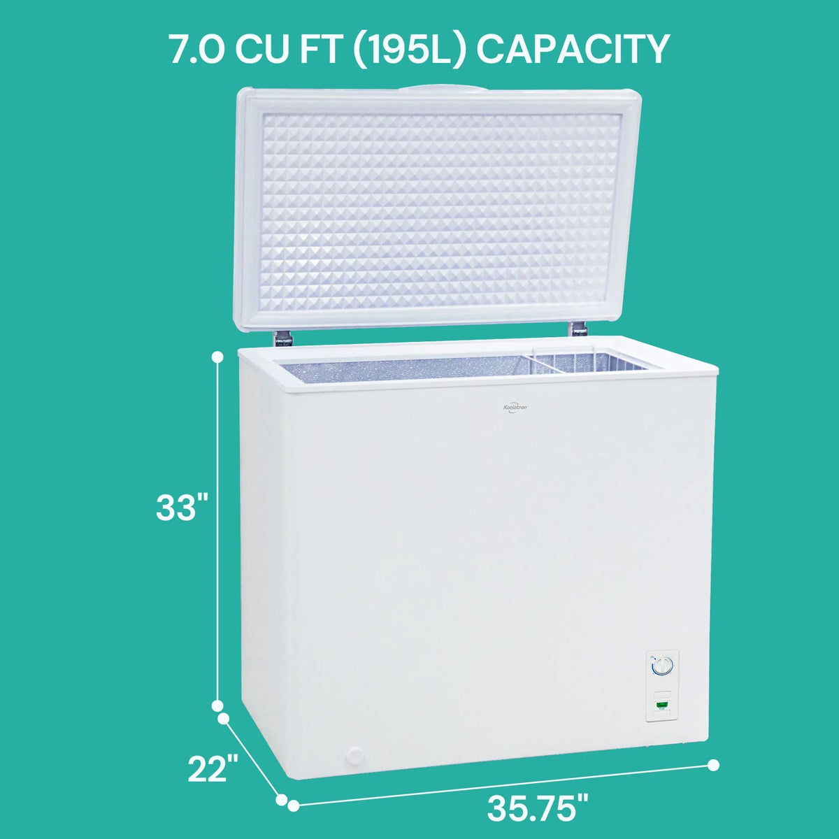 2026 NewKoolatron Large Chest Freezer, 7.0 cu ft (195L),Manual Defrost Deep Freeze, Storage Basket, Space-Saving Flat Back, Stay-Open Lid, Front-Access Drain, White