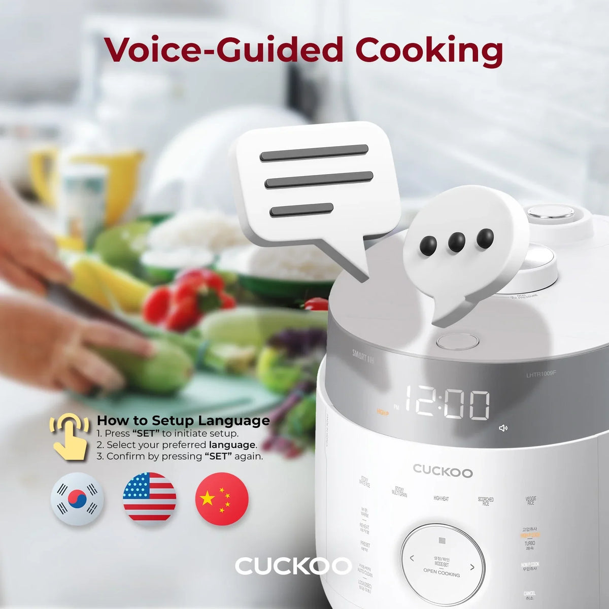 2026 NewCuckoo 10 Cup Dry Induction Heating Twin Pressure Rice Cooker with Micom Logic Tech, Nonstick Pot, Warmer, 25 Menu Modes and Voice Guide in White (CRP-LHTR1009FW)