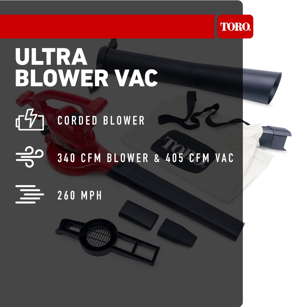 Toro Ultra Blower 340-CFM 260-MPH Corded Electric Handheld Leaf Blower