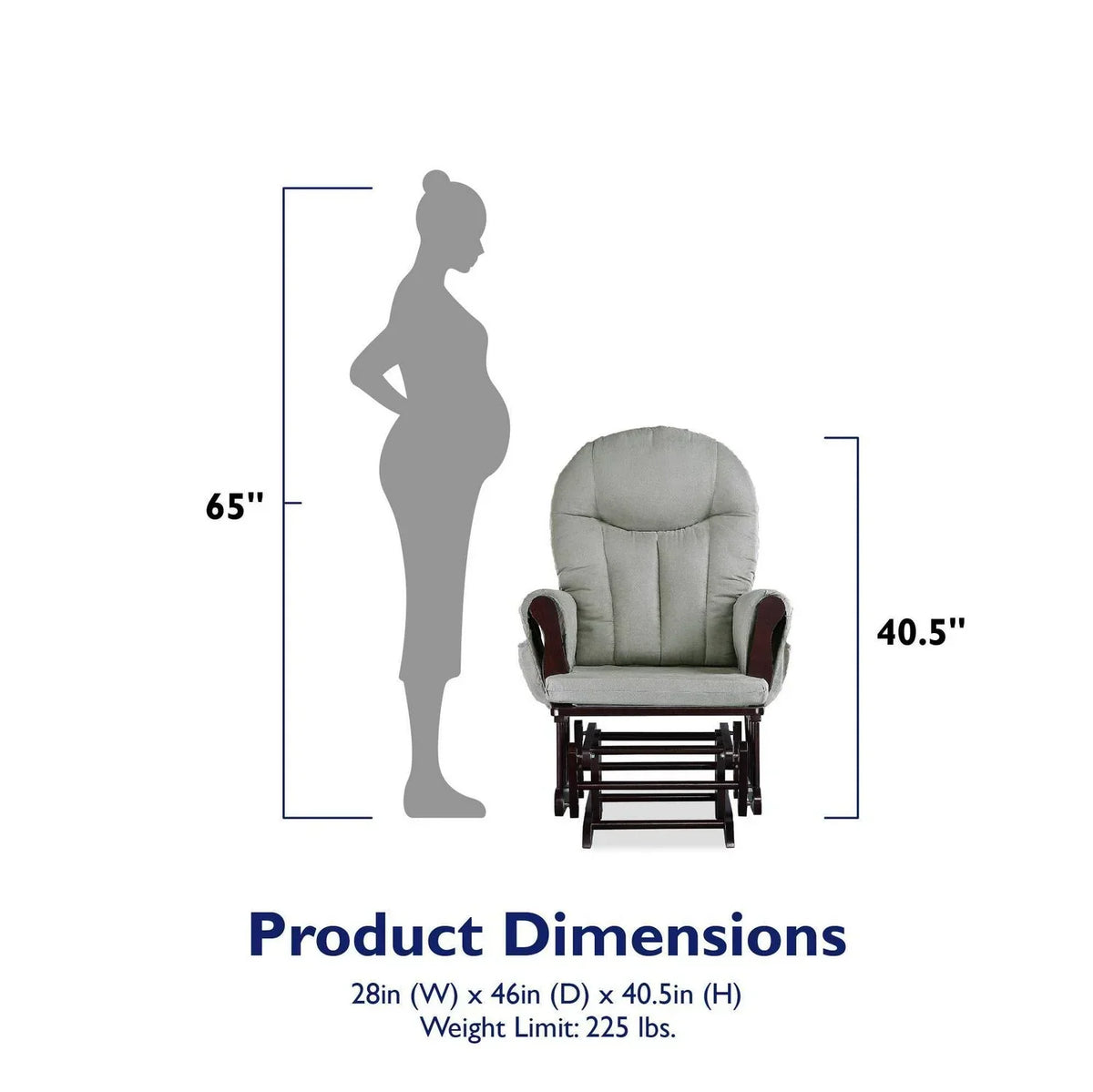 2026 NewBaby Relax Huntington Glider Rocker. Gray and Espresso