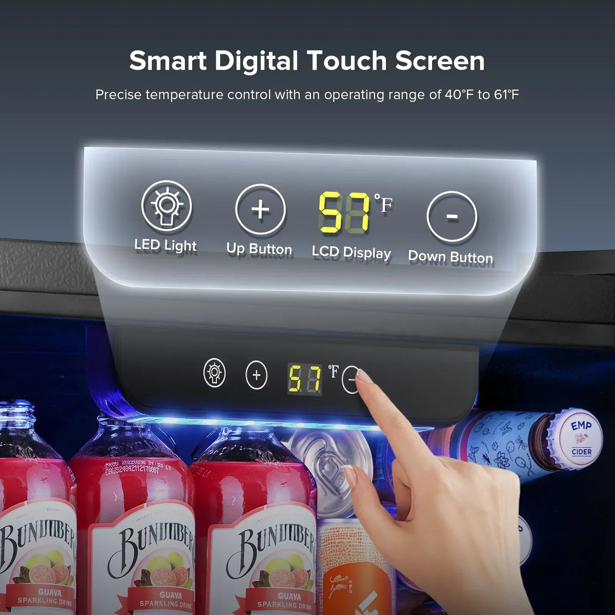 2026 NewAuseo 1.3 Cu.ft. Mini Beverage Refrigerator Cooler - 55 Can &12 Bottle Mini Fridge with Double Glass Door, for Home/Bar/Office, Electronic touch control