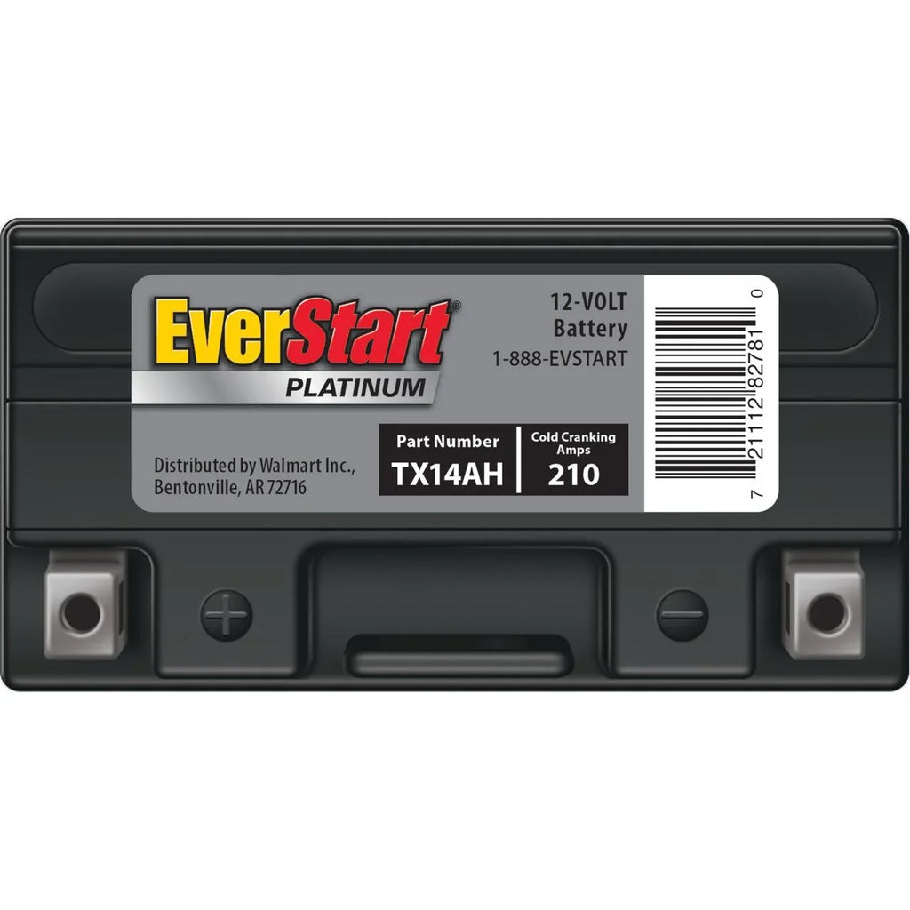 2026 NewEverStart Platinum BOXED AGM PowerSport Battery, Group Size TX14AH 12 Volt, 210 CCA