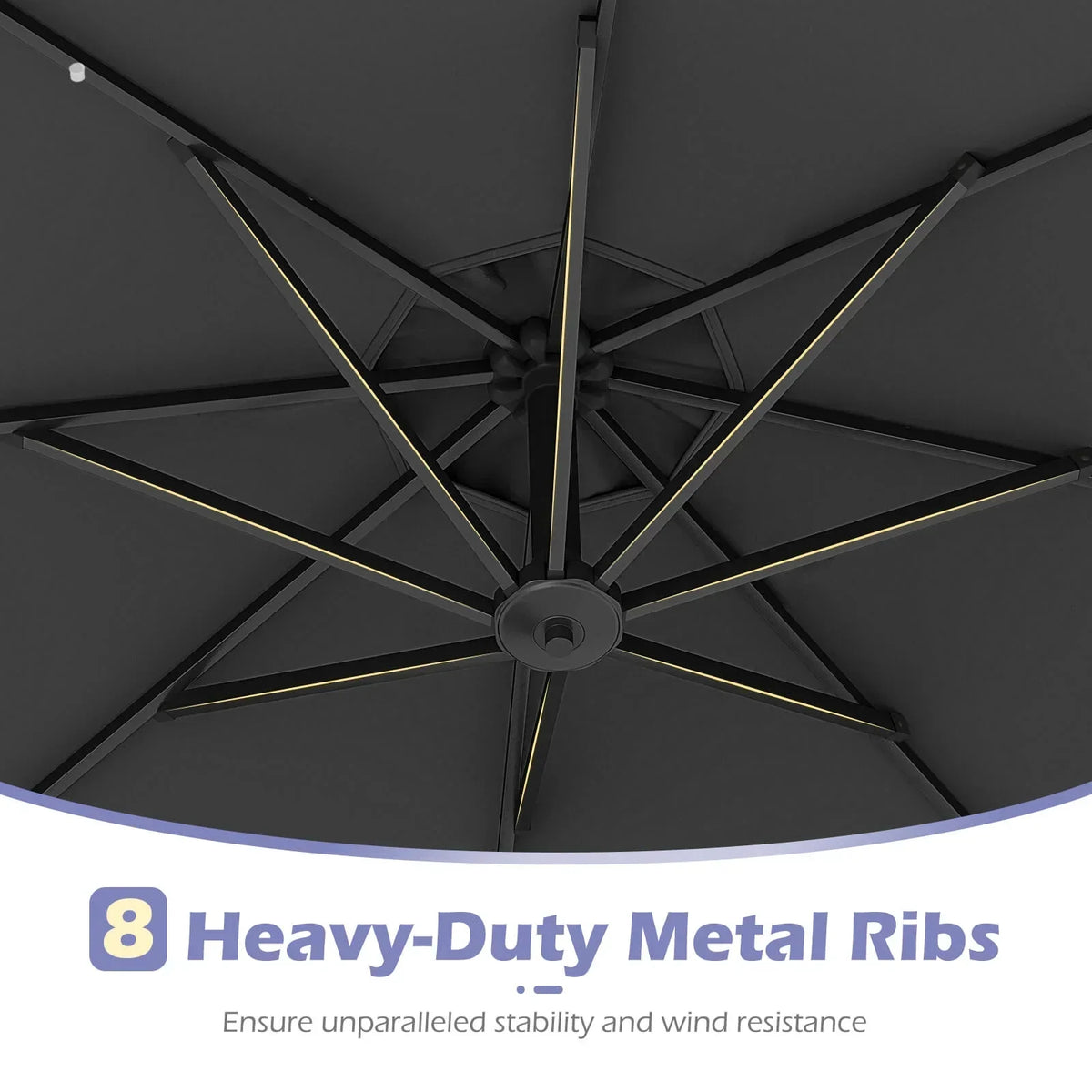 2026 NewCostway 10 FT Solar Offset Hanging Umbrella Patio Cantilever Umbrella with 32 LED Lights Brown