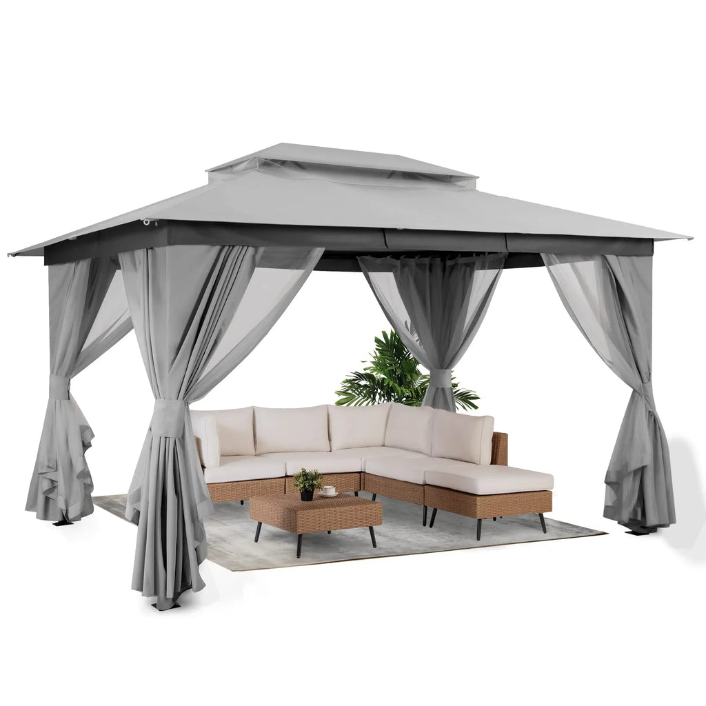 LAUSAINT HOME Outdoor Patio Gazebo 10'x13' with Expansion Bolts