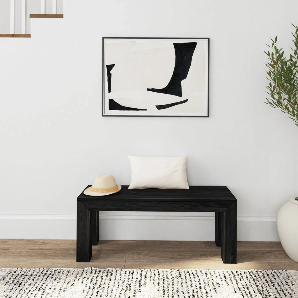 2026 New Plank+Beam Modern Dining Bench, Solid Wood Bench for Dining Table, 49", Blonde Wirebrush