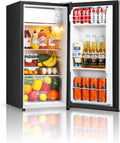 2026 New Seaoola Mini Fridge with Freezer, Single Door 4.4 Cu.Ft, Compact Mini Refrigerator, LED Light, Adjustable Thermostat, Removable Glass Shelves, Small Refrigerator for Dorm/Office/Bedroom(Black)
