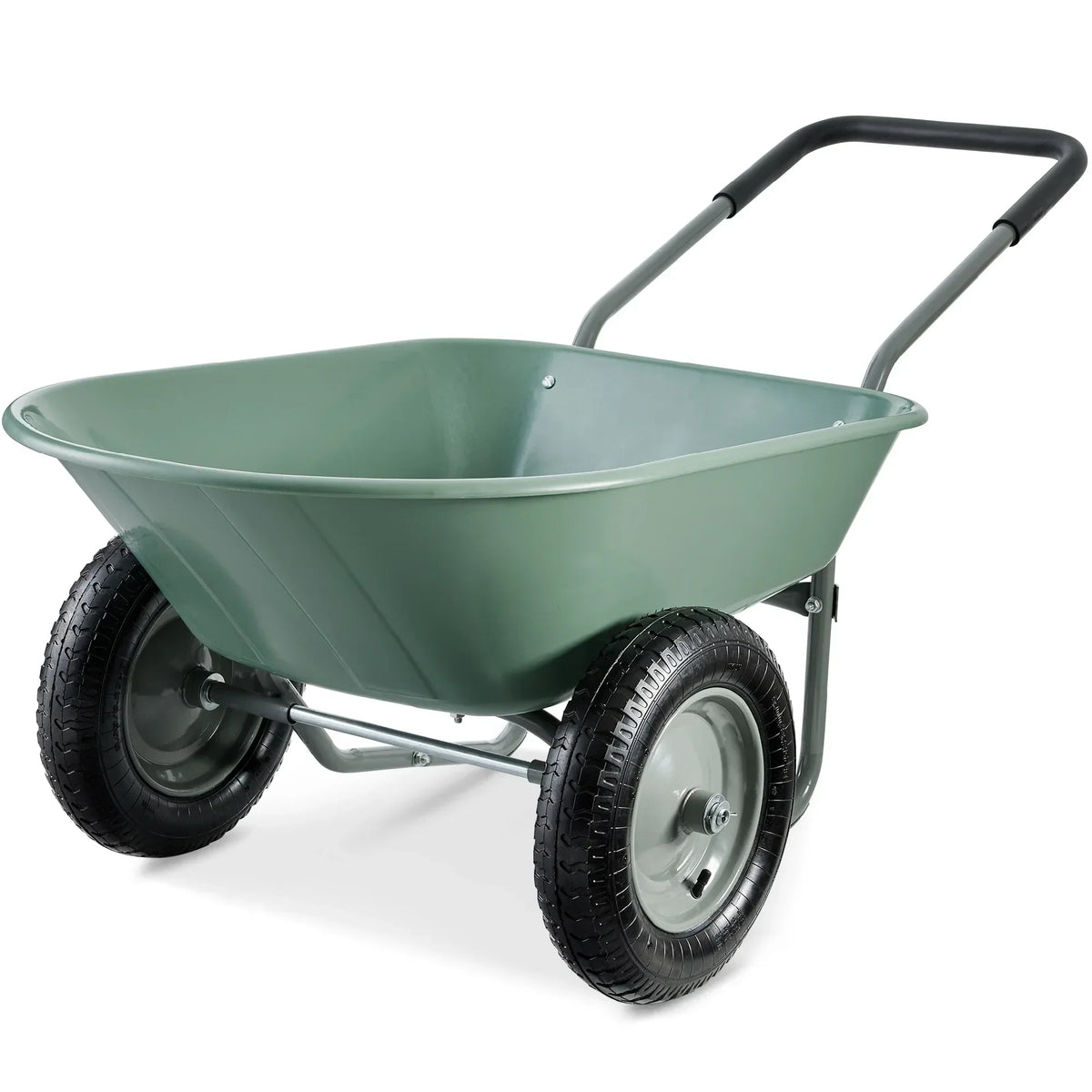 2026 NewBest Choice Products Dual-Wheel Home Wheelbarrow Yard Garden Cart for Lawn, Construction - Green