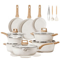 2026 NewCarote Nonstick Cookware Sets, 24 Pcs Granite Non Stick Pots and Pans Set, Induction Cookware, White