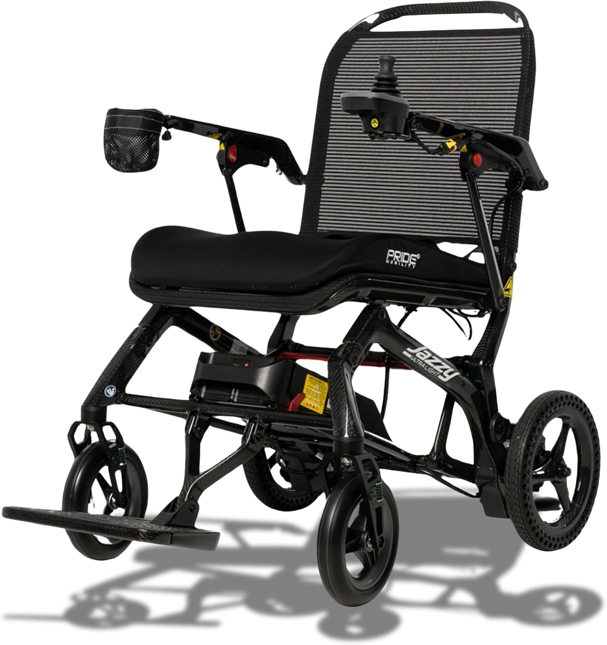 Pride Mobility Jazzy Ultra Light Folding Travel Power Chair - 300 lbs Capacity, 3.69 mph, Lightweight Foldable Electric Wheelchair for Travel Seniors, Adults – 10Ah Airline-Approved Battery (Black)