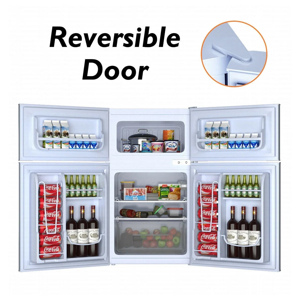 2026 NewCostway Refrigerator Small Freezer Cooler Fridge Compact 3.2 cu ft. Unit, Grey