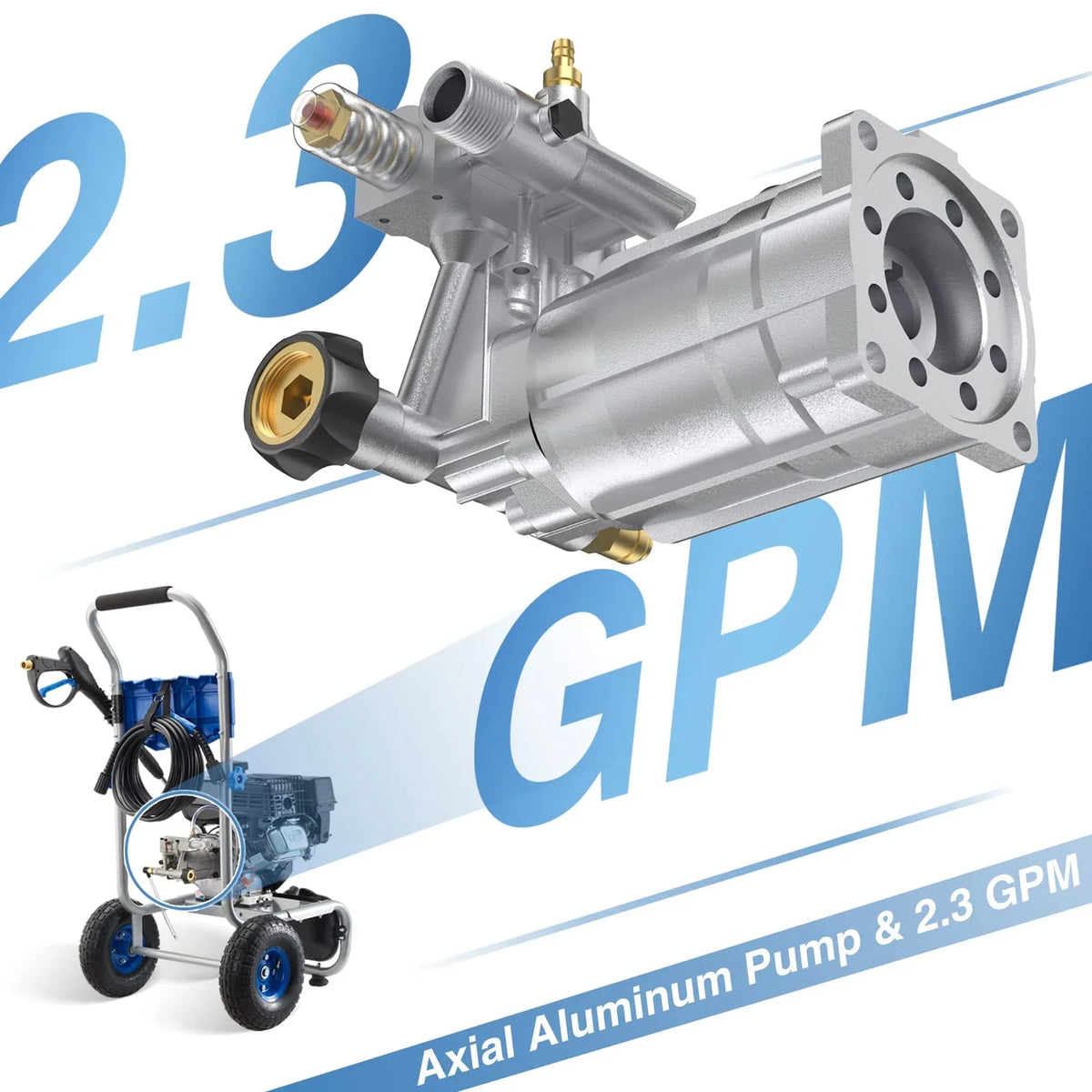 2026 NewEfurden 3500PSI Gas Pressure Washer, 2.3GPM Gas Powered High Pressure Clean Machine with 209CC Engine, 4 Adjustable Nozzles for Cleaning Walls, Terraces, Vehicles, Gardens (Blue)