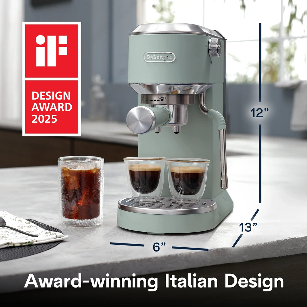 2026 NewDe’Longhi Dedica Duo Espresso Machine, Compact Size with Built in Frother for Latte Art, Brew Espresso, Cold Brew, Lattes & More, Stainless Steel