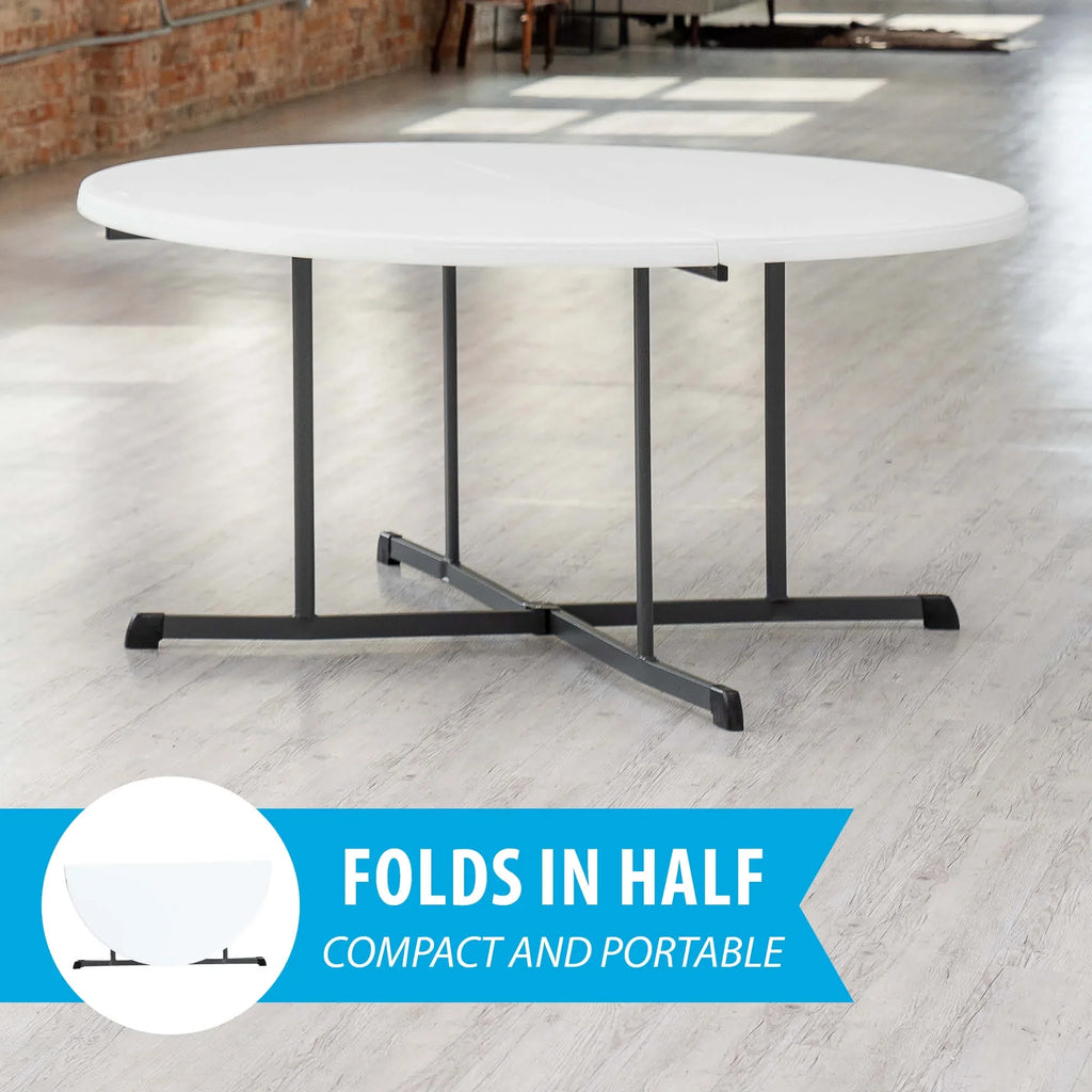 2026 NewLifetime 60" Centerfold Indoor/Outdoor Commercial Grade Folding Round Table, Almond 1 Piece 1 Count (80806)