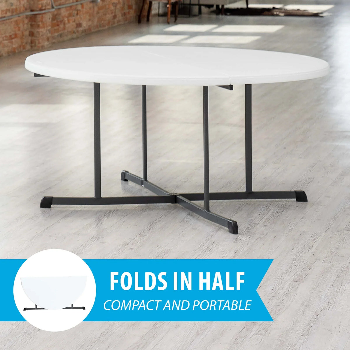 2026 NewLifetime 60" Centerfold Indoor/Outdoor Commercial Grade Folding Round Table, Almond 1 Piece 1 Count (80806)