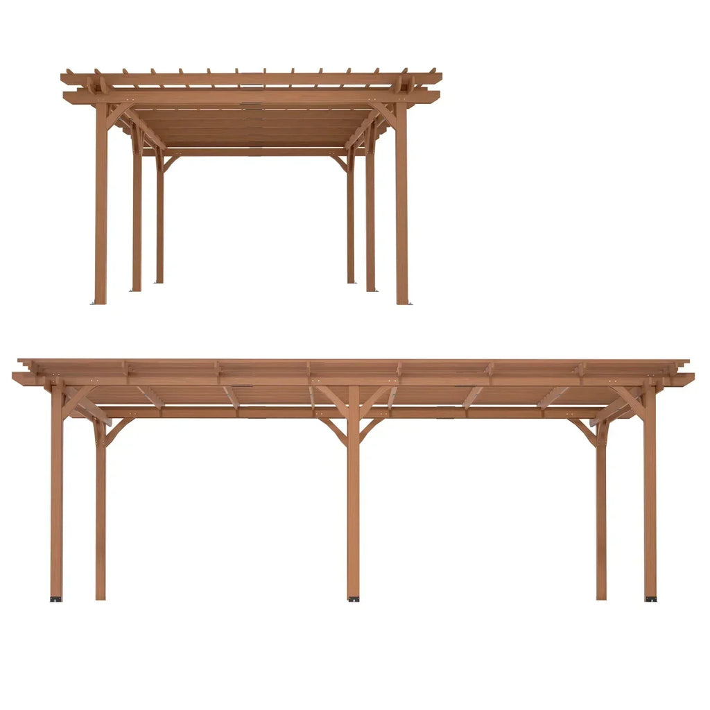 2026 New12 x 10 FT Outdoor Pergola, Wooden Pergola Gazebo with Climbing Plant Support and Waterproof, for Patio Porch Garden Backyard, Brown