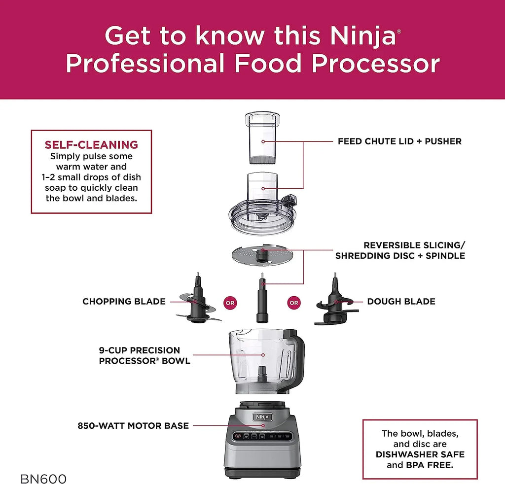 2026 NewRestored Ninja Professional Plus Refurbished 9 Cup Food Processor, Silver (Refurbished)
