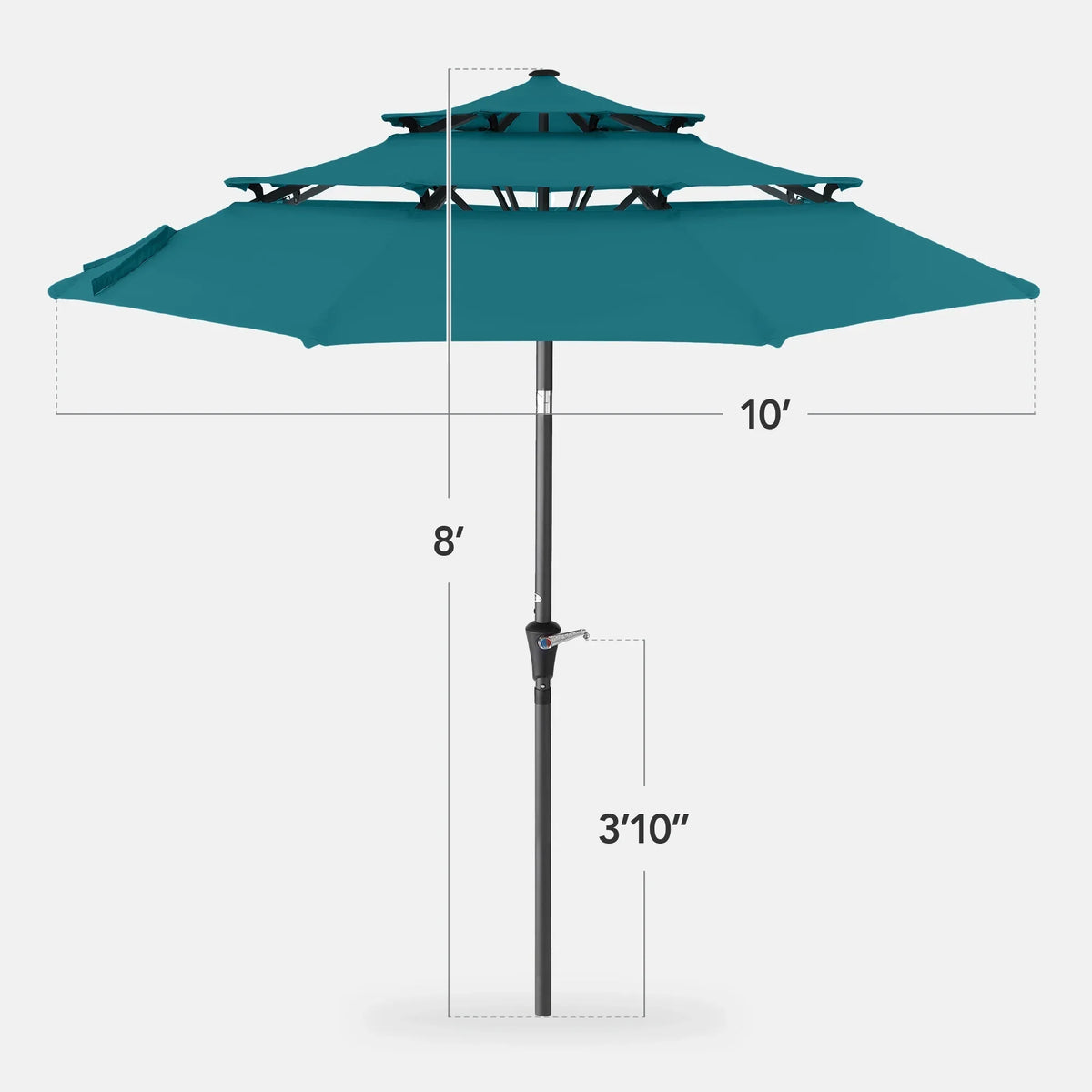 2026 NewBest Choice Products 10ft 3-Tier Patio Umbrella, Market Sun Shade w/ Tilt Adjustment, Easy Crank - Red