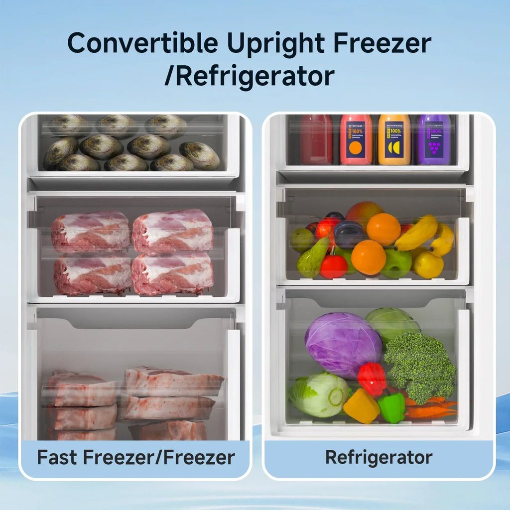 2026 NewBANGSON Upright Freezer, 7.0 Cu.ft Freestanding Freezer, Convertible Upright Freezer/Refrigerator, Single Door for Kitchen, Office, Apartment, Silver