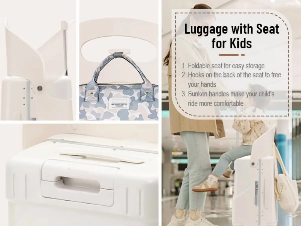 2026 New22 Inch TSA Lock Luggage with for Kids& Adult,Check in Lockable Spinner Wheels Free Luggage Cover and Safety Seatbelt Travel Suitcase