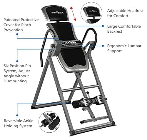 INNOVA HEALTH AND FITNESS ITX9600 Heavy Duty Inversion Table, Standard Ankle Holding System