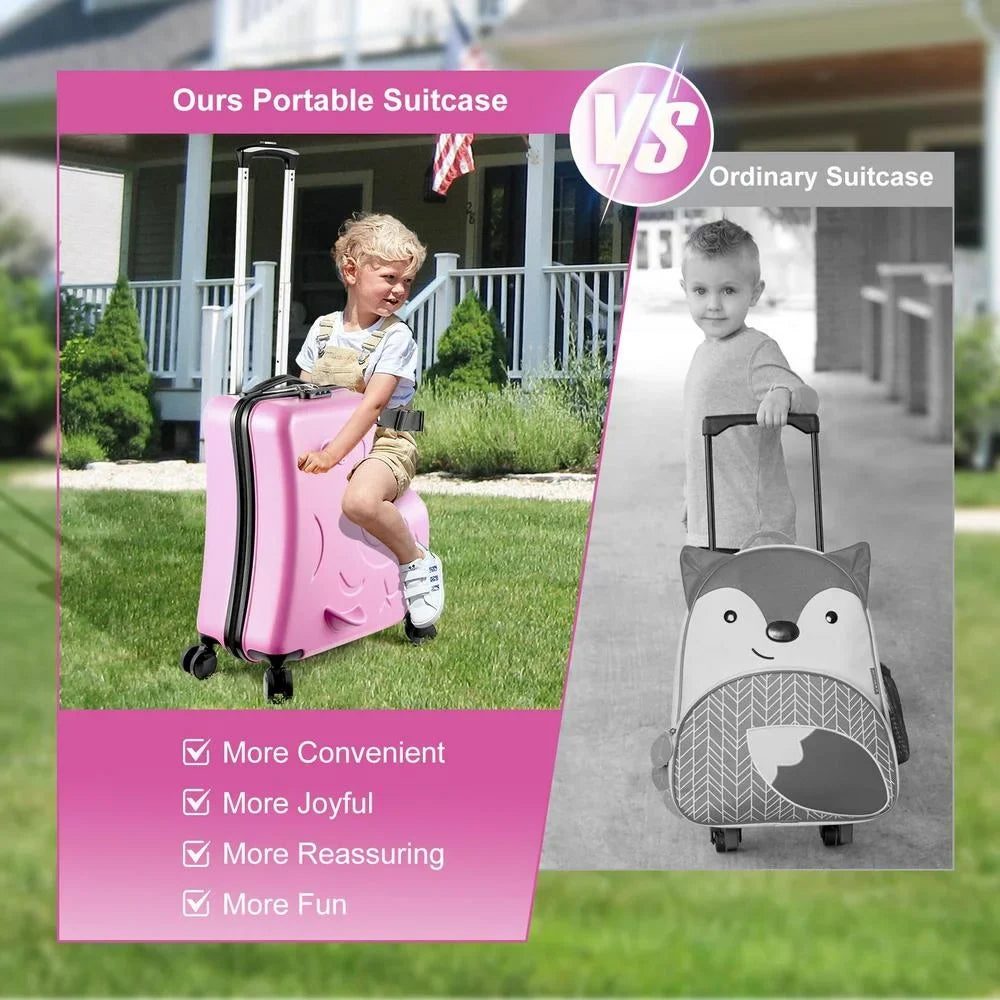 2026 NewTOHU Kids Luggage, Kids Ride-on Luggage with Spinner Wheels Suitcase, Kid's Ride-On Suitcase Help Your Child Relax