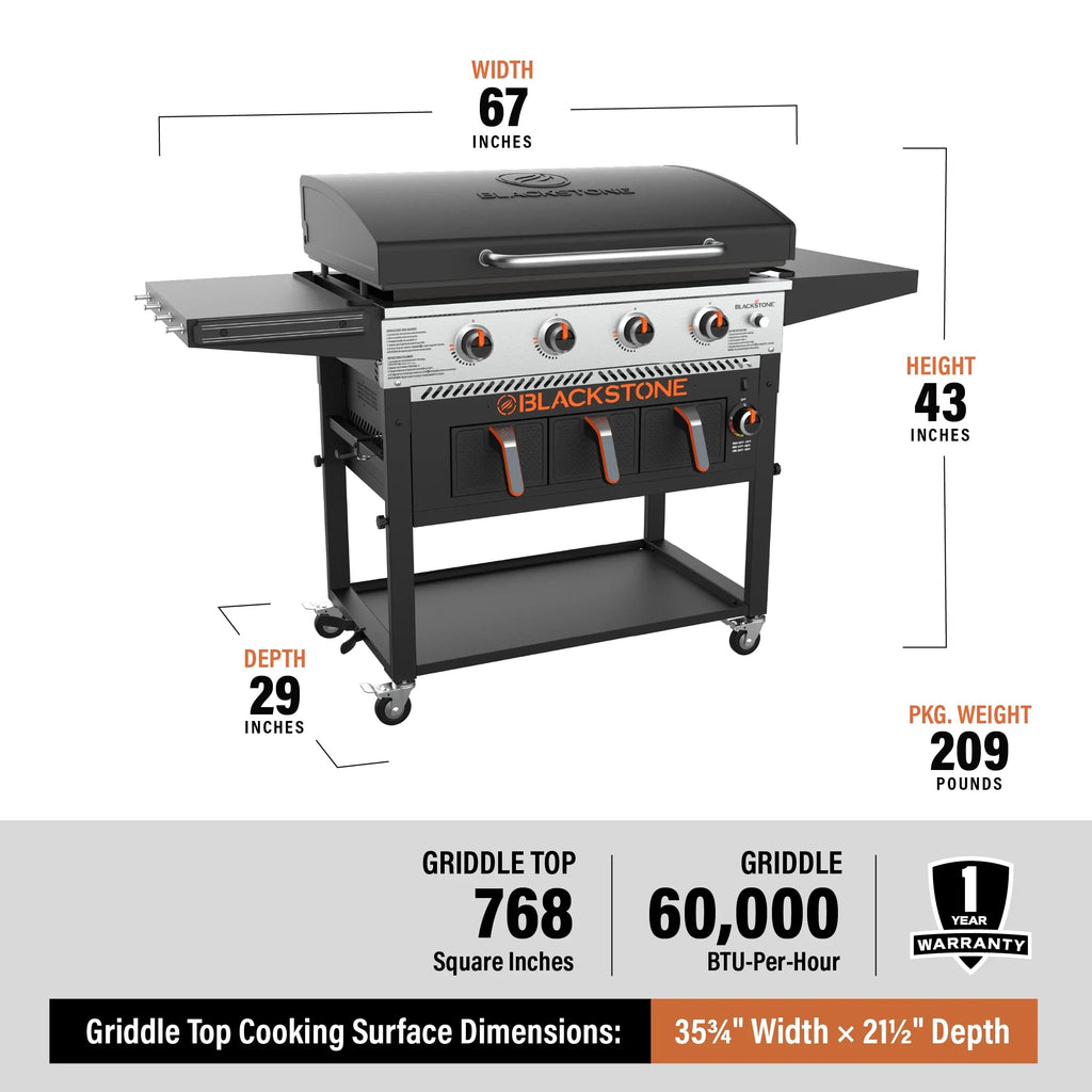 2026 New4-Burner 36" Griddle with Air Fryer and Hood
